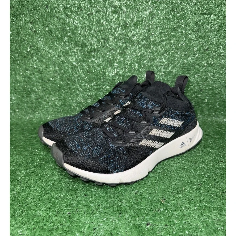 Adidas Shoes Womens Size 7 Terrex Parley Black Blue Knit Trail Hiking Sneakers